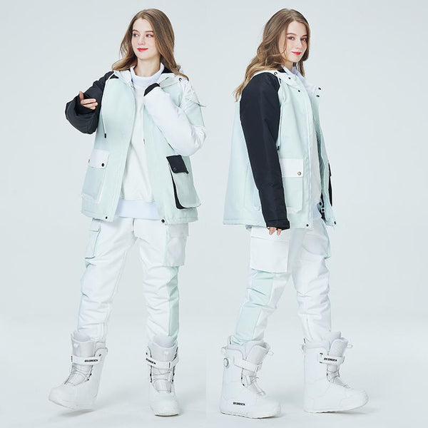 Arctic Queen Damen-Schneeanzüge mit Farbblock-Design in Divided Sky