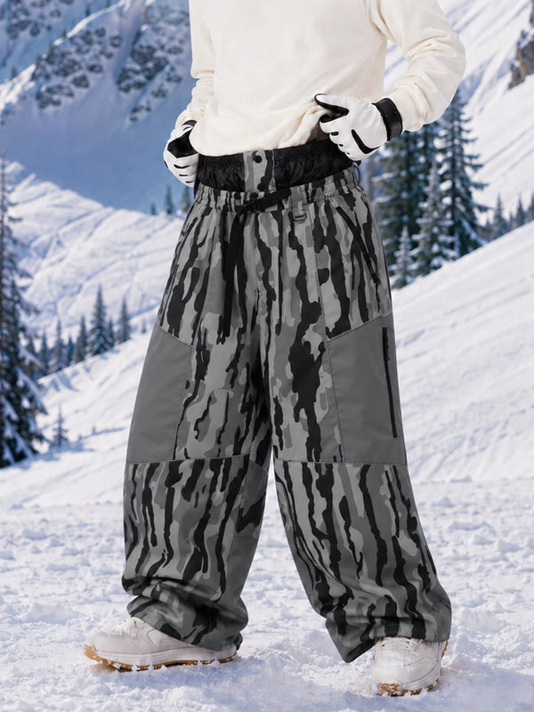 Pantalon de ski Wild Motion Super Baggy pour homme – Multi-poches, design à blocs de couleurs réfléchissants