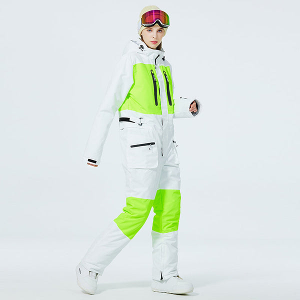 Damen-Schneeanzug in fluoreszierendem Grün