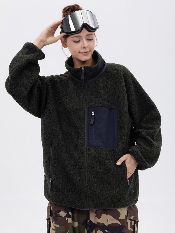Damen-Fleecejacke aus Kunst-Sherpa-Fleece mit durchgehendem Reißverschluss für abenteuerliche Bergtouren