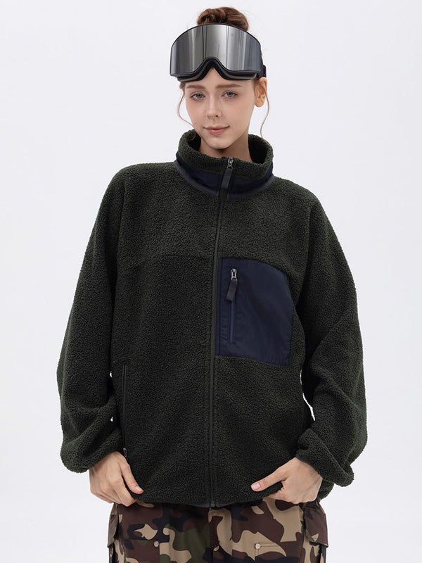 Damen-Fleecejacke aus Kunst-Sherpa-Fleece mit durchgehendem Reißverschluss für abenteuerliche Bergtouren