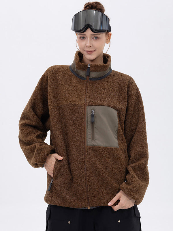 Damen-Fleecejacke aus Kunst-Sherpa-Fleece mit durchgehendem Reißverschluss für abenteuerliche Bergtouren