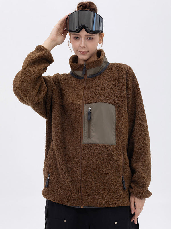 Damen-Fleecejacke aus Kunst-Sherpa-Fleece mit durchgehendem Reißverschluss für abenteuerliche Bergtouren