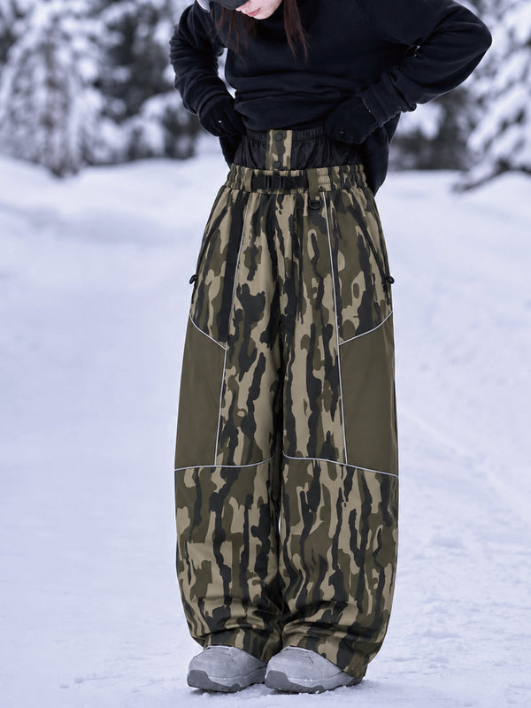 Wild Motion Super Baggy Schneehose für Damen – Reflektierendes Colorblock-Design mit mehreren Taschen