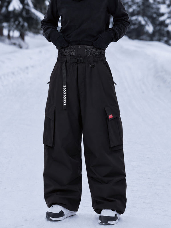 Damen-Street-Utility-Cargo-Schneehose im Baggy-Stil – Design mit mehreren Taschen und Gürtel
