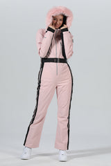 Hochwertiger Damen-Winter-Skioverall mit Pelzkapuze