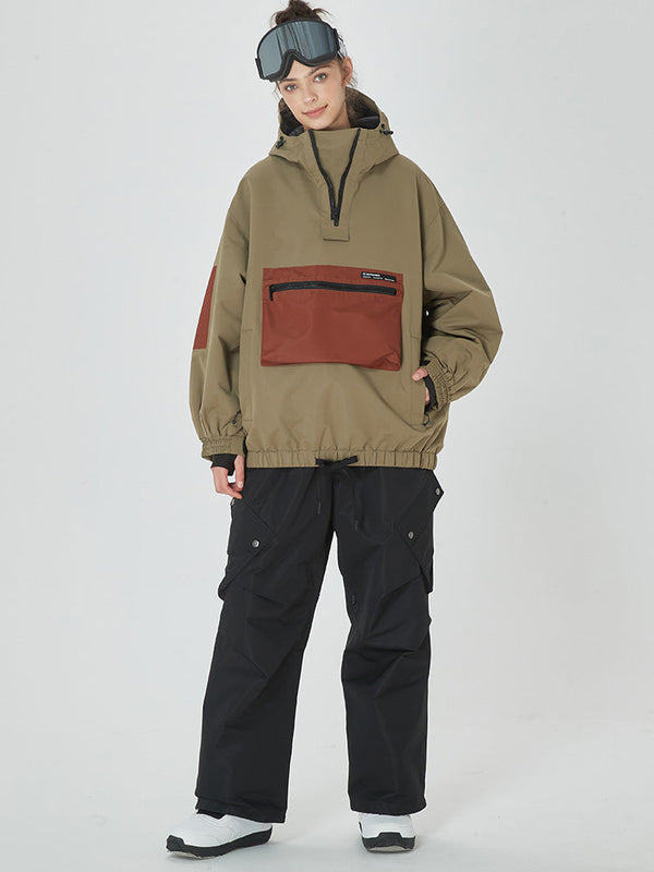 Damen-Winter-Bomberjacke, Baggy-Schneejacke & Swag-Cargo-Snowboardhose