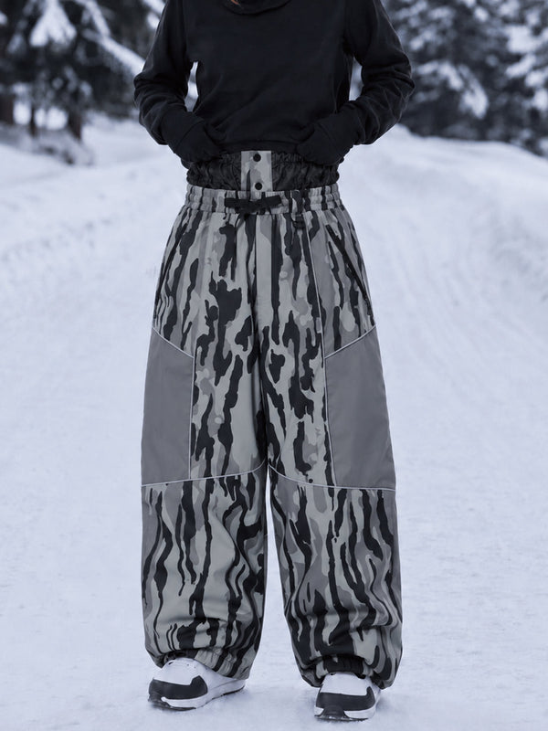 Wild Motion Super Baggy Schneehose für Damen – Reflektierendes Colorblock-Design mit mehreren Taschen