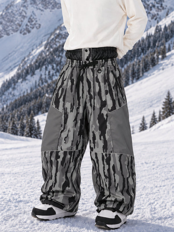 Pantalon de ski Wild Motion Super Baggy pour homme – Multi-poches, design à blocs de couleurs réfléchissants