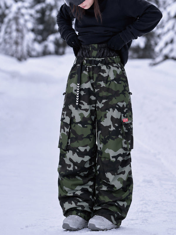 Damen-Street-Utility-Cargo-Schneehose im Baggy-Stil – Design mit mehreren Taschen und Gürtel