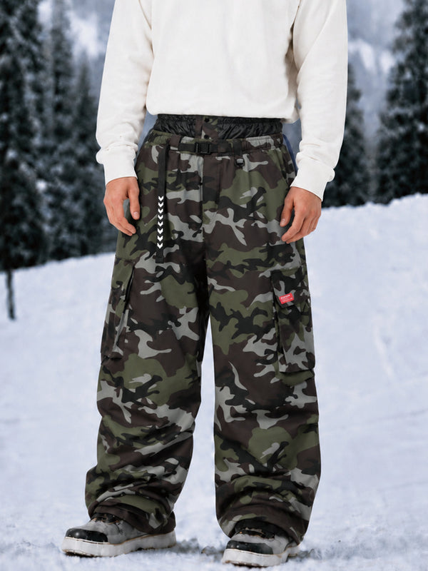 Pantalon de ski cargo ample et utilitaire pour homme – Modèle à ceinture de ville multipoches