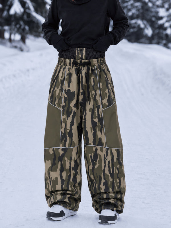 Wild Motion Super Baggy Schneehose für Damen – Reflektierendes Colorblock-Design mit mehreren Taschen