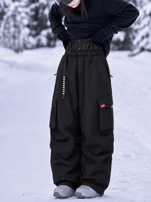 Damen-Street-Utility-Cargo-Schneehose im Baggy-Stil – Design mit mehreren Taschen und Gürtel