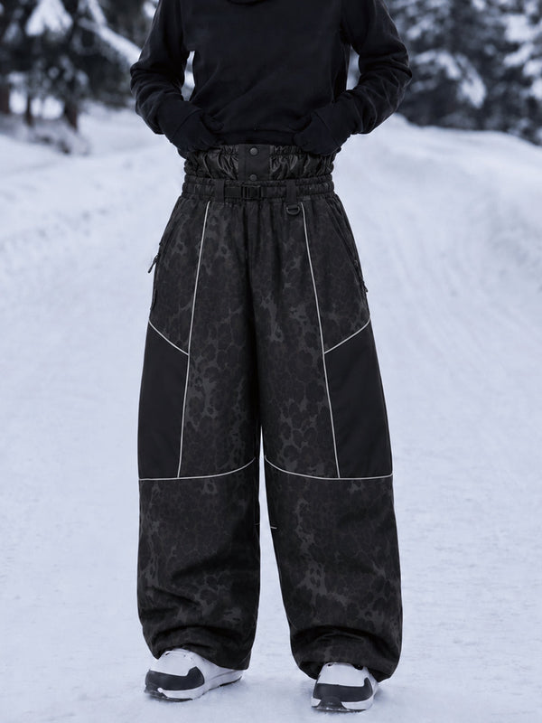 Wild Motion Super Baggy Schneehose für Damen – Reflektierendes Colorblock-Design mit mehreren Taschen