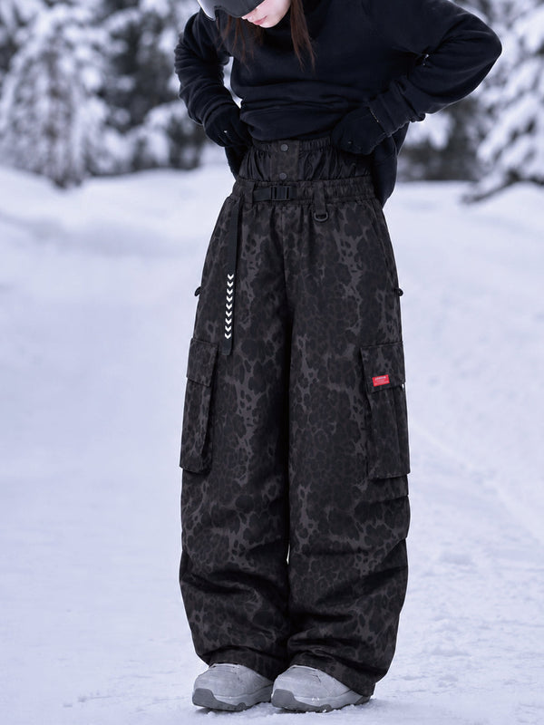 Damen-Street-Utility-Cargo-Schneehose im Baggy-Stil – Design mit mehreren Taschen und Gürtel