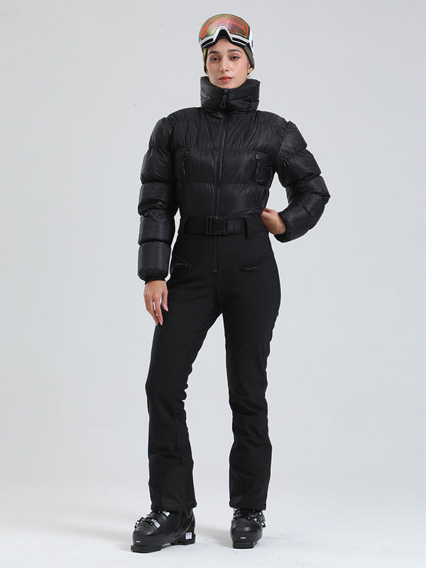 Alpine Luxe Daunen-Overall für Damen, Fleecegefüttert, Winter-Glamour-Ski-Overall