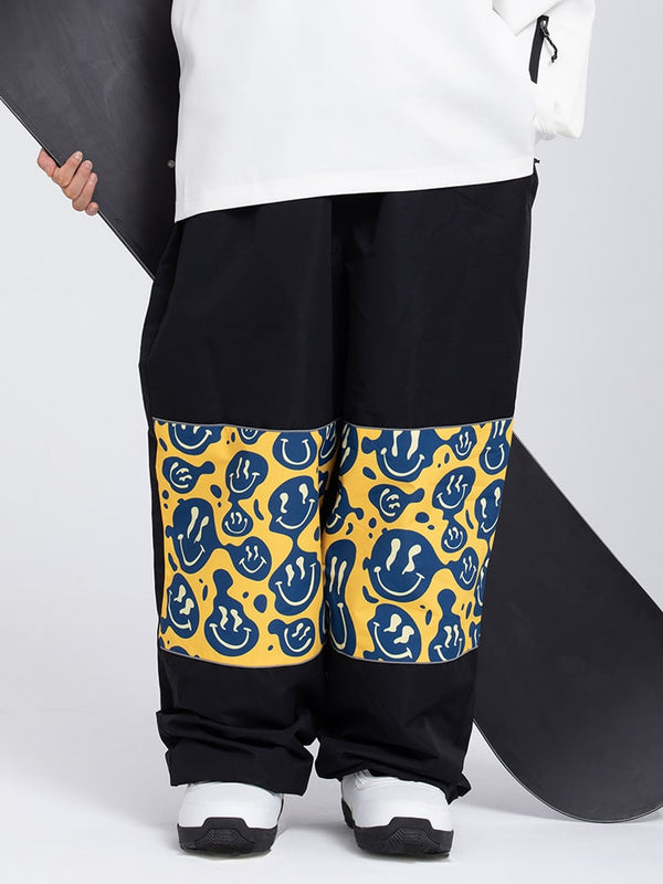 Freestyle Damen-Skihose mit reflektierenden Knien, Grafikeinsatz, Cargohose und weitem Bein