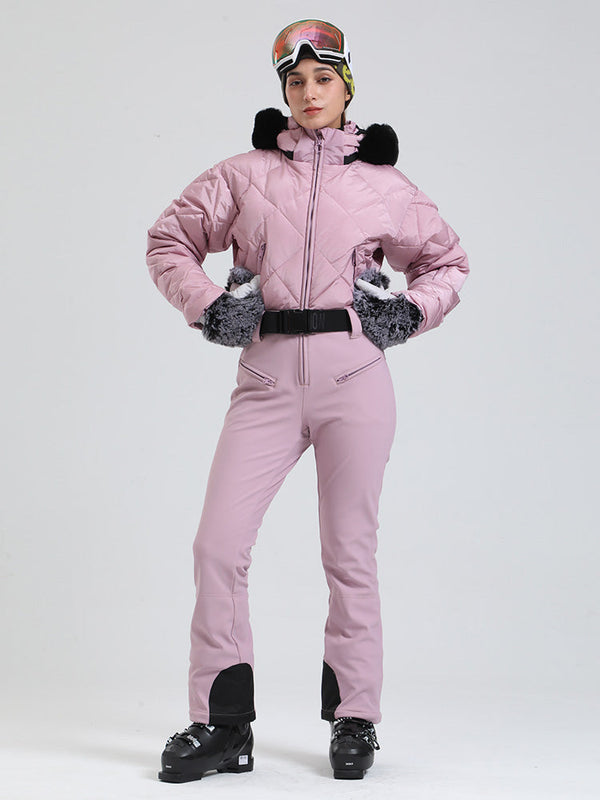 Arctic Vogue Damen-Daunenoverall mit Fleece-Futter im Berg-Chic-Stil