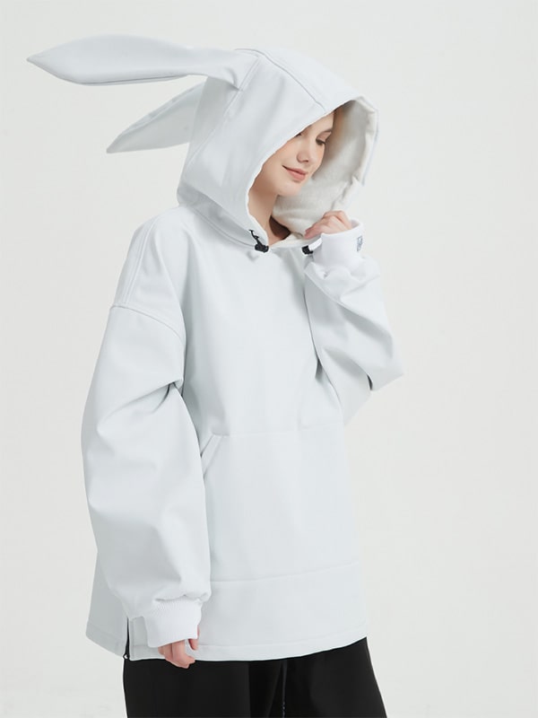 Doorek Unisex Niedlicher Hasen-Hoodie, wasserdicht, für Schnee geeignet