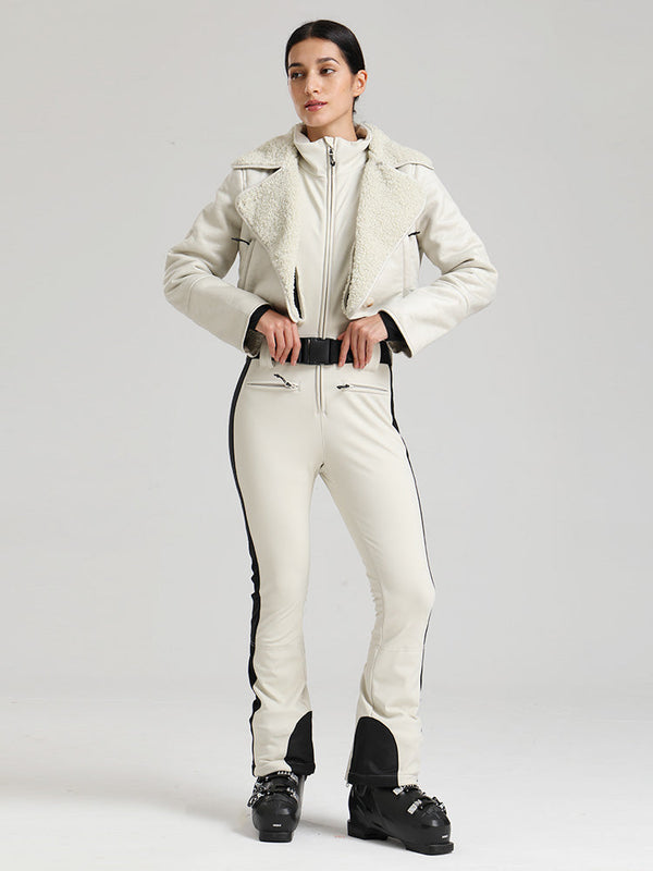 Glacier Vogue Ski-Overall für Damen & Kunstlederjacke mit Fleecekragen