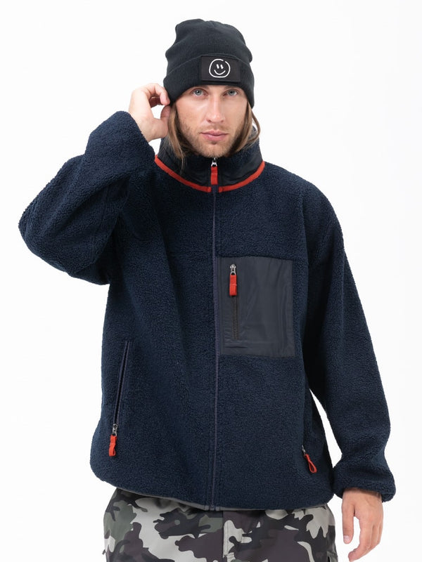 Herren-Fleecejacke aus Kunst-Sherpa-Fleece mit durchgehendem Reißverschluss für abenteuerliche Bergtouren