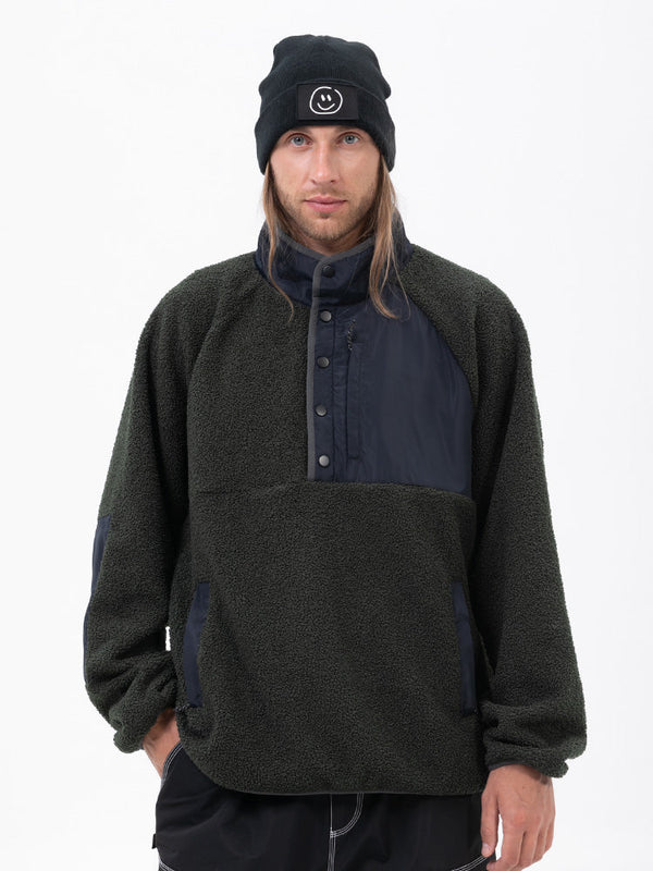 Herren-Abenteuerpullover aus Kunst-Sherpa-Fleece, warm und wetterfest für die Berge