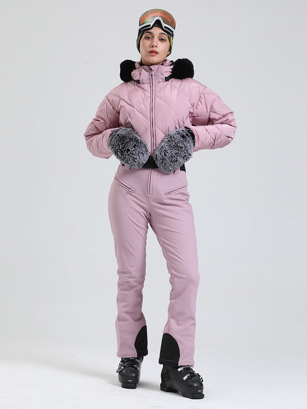 Arctic Vogue Damen-Daunenoverall mit Fleece-Futter im Berg-Chic-Stil