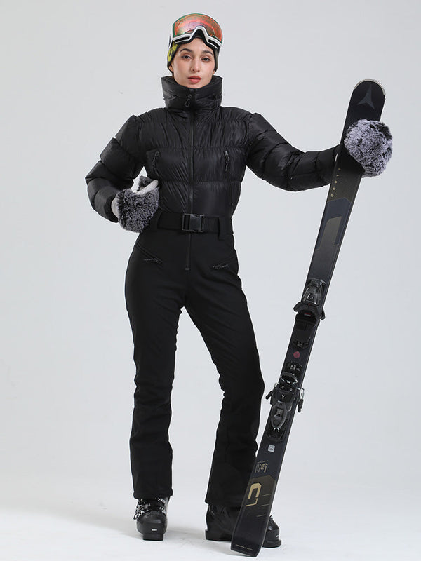 Alpine Luxe Daunen-Overall für Damen, Fleecegefüttert, Winter-Glamour-Ski-Overall