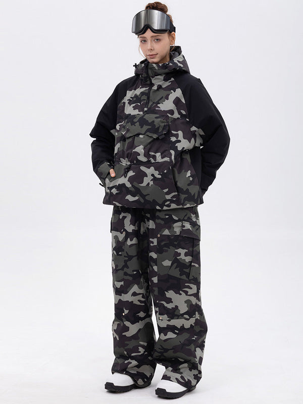 Women's Freestyle Mountain Camo Snow Suit – Bomber Jacket & Baggy Pants Set