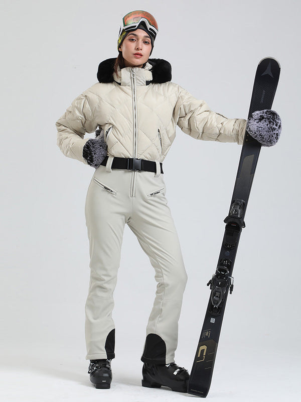 Arctic Vogue Damen-Daunenoverall mit Fleece-Futter im Berg-Chic-Stil