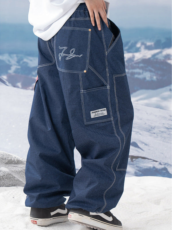 John Snow ChillTrack Oversize Baggy Snowboardhose für Damen, Cargo-Jeans aus Denim