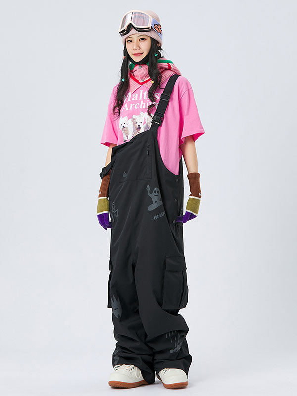 Nandn SnowSlope Baggy wasserdichte Snowboard-Latzhose für Damen