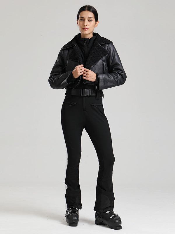 Glacier Vogue Ski-Overall für Damen & Kunstlederjacke mit Fleecekragen
