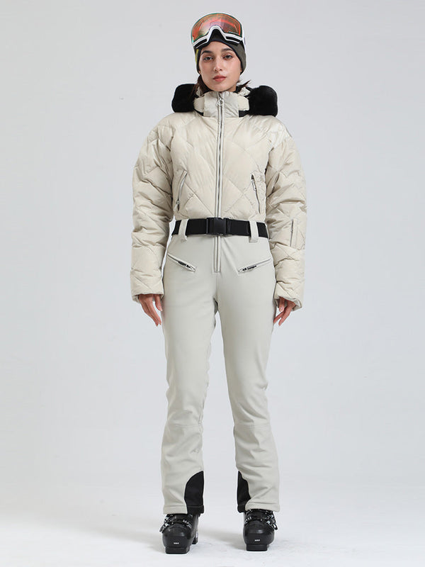 Arctic Vogue Damen-Daunenoverall mit Fleece-Futter im Berg-Chic-Stil