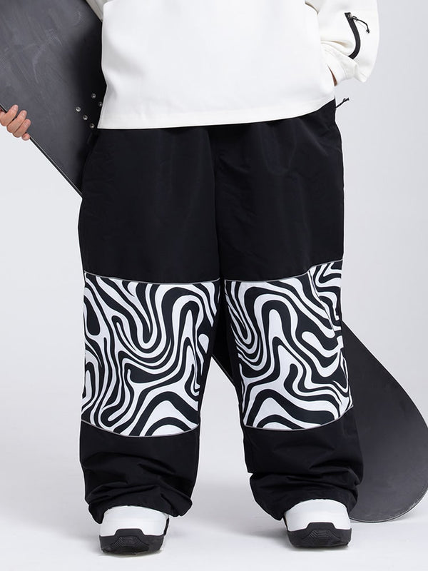 Freestyle Damen-Skihose mit reflektierenden Knien, Grafikeinsatz, Cargohose und weitem Bein