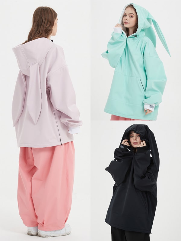 Doorek Unisex Niedlicher Hasen-Hoodie, wasserdicht, für Schnee geeignet