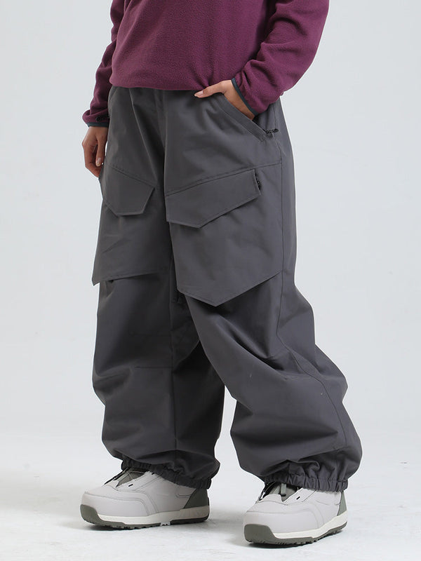 Gsou Snow Urban Slope Damen-Schneehose mit Knieflex-Cargotaschen und weitem Bein