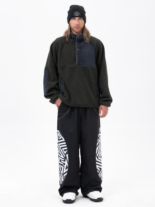 Herren-Pullover aus Kunst-Sherpa-Fleece für die Berge & stylische reflektierende Cargo-Schneehose