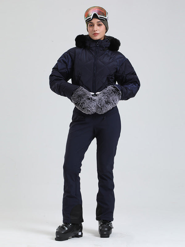 Arctic Vogue Damen-Daunenoverall mit Fleece-Futter im Berg-Chic-Stil