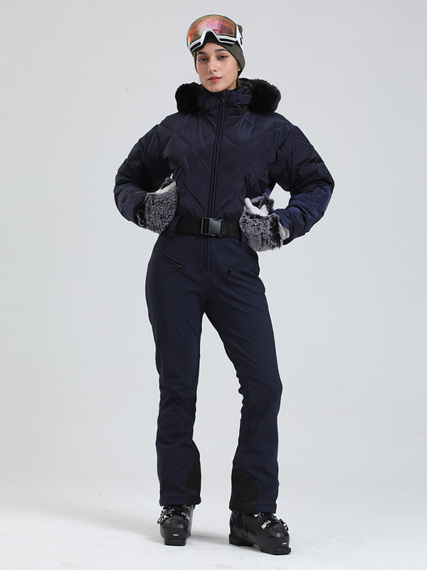 Arctic Vogue Damen-Daunenoverall mit Fleece-Futter im Berg-Chic-Stil
