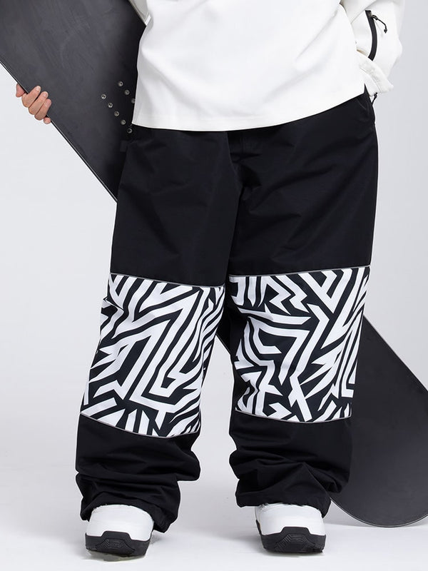 Freestyle Damen-Skihose mit reflektierenden Knien, Grafikeinsatz, Cargohose und weitem Bein