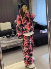 Damen-Schneeanzug „First Encounter Blizzard Babe Pink Rebel Leopard Baggy Suit“
