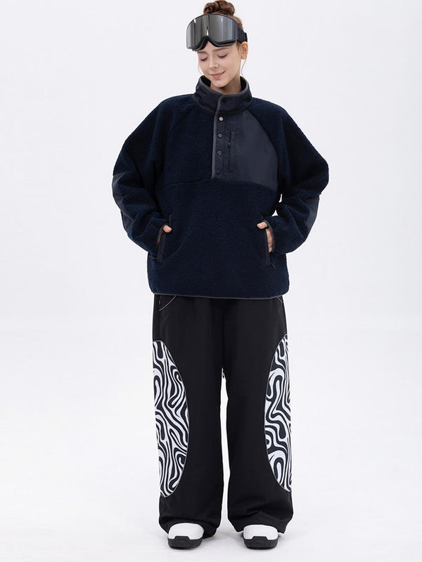Damen-Pullover aus Kunst-Sherpa-Fleece für die Berge & stylische reflektierende Cargo-Schneehose