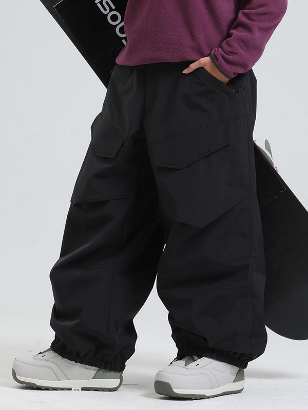 Gsou Snow Urban Slope Damen-Schneehose mit Knieflex-Cargotaschen und weitem Bein