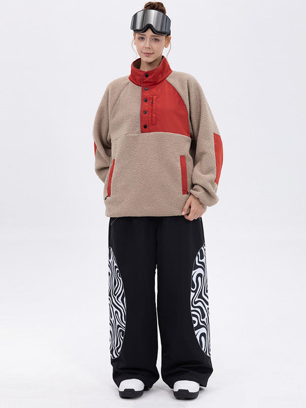 Damen-Pullover aus Kunst-Sherpa-Fleece für die Berge & stylische reflektierende Cargo-Schneehose