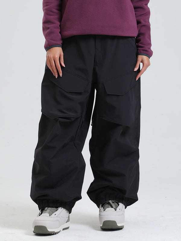 Gsou Snow Urban Slope Damen-Schneehose mit Knieflex-Cargotaschen und weitem Bein