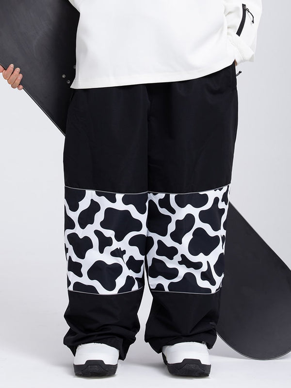 Freestyle Damen-Skihose mit reflektierenden Knien, Grafikeinsatz, Cargohose und weitem Bein