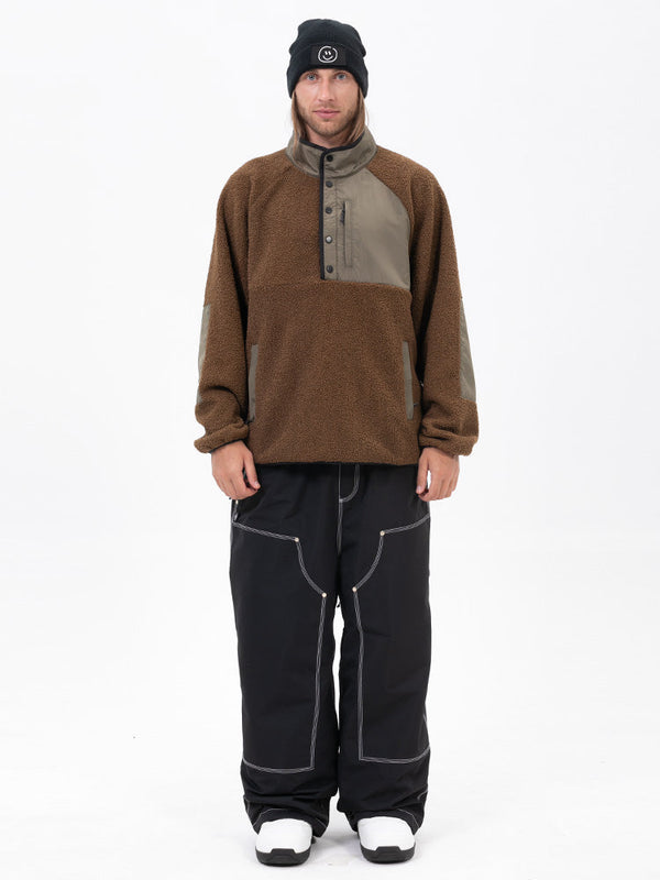 Men's Faux Sherpa Fleece Pullover & Urban Street Style Freerider Baggy Snow Pants Set