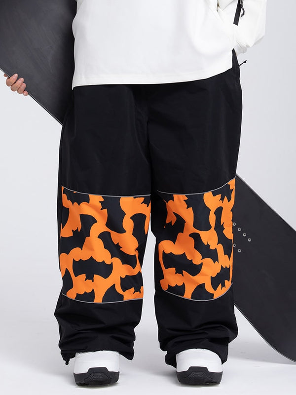 Freestyle Damen-Skihose mit reflektierenden Knien, Grafikeinsatz, Cargohose und weitem Bein