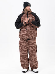 Freestyle-Mountain-Camo-Schneeanzug für Herren – Bomberjacke & Baggy-Hose-Set